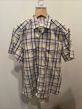 Lacoste Men’s Plaid Short-Sleeve Button-Down Shirt